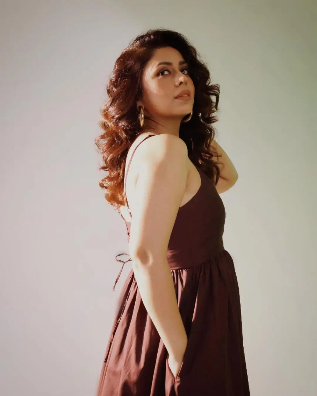 Hindi TV Actress Neha Sargam Stills In Maroon Gown